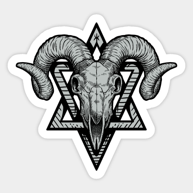 The gothic goat skull symbol Sticker by Lyose